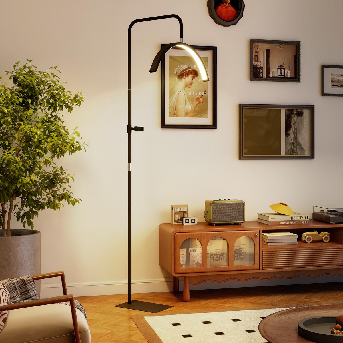 LED-HALBMOND-WIMPERN-LAMPE Stahl Kunststoff Schwarz - Schwarz, Metall (77.5/20.5/186cm) - HOMCOM