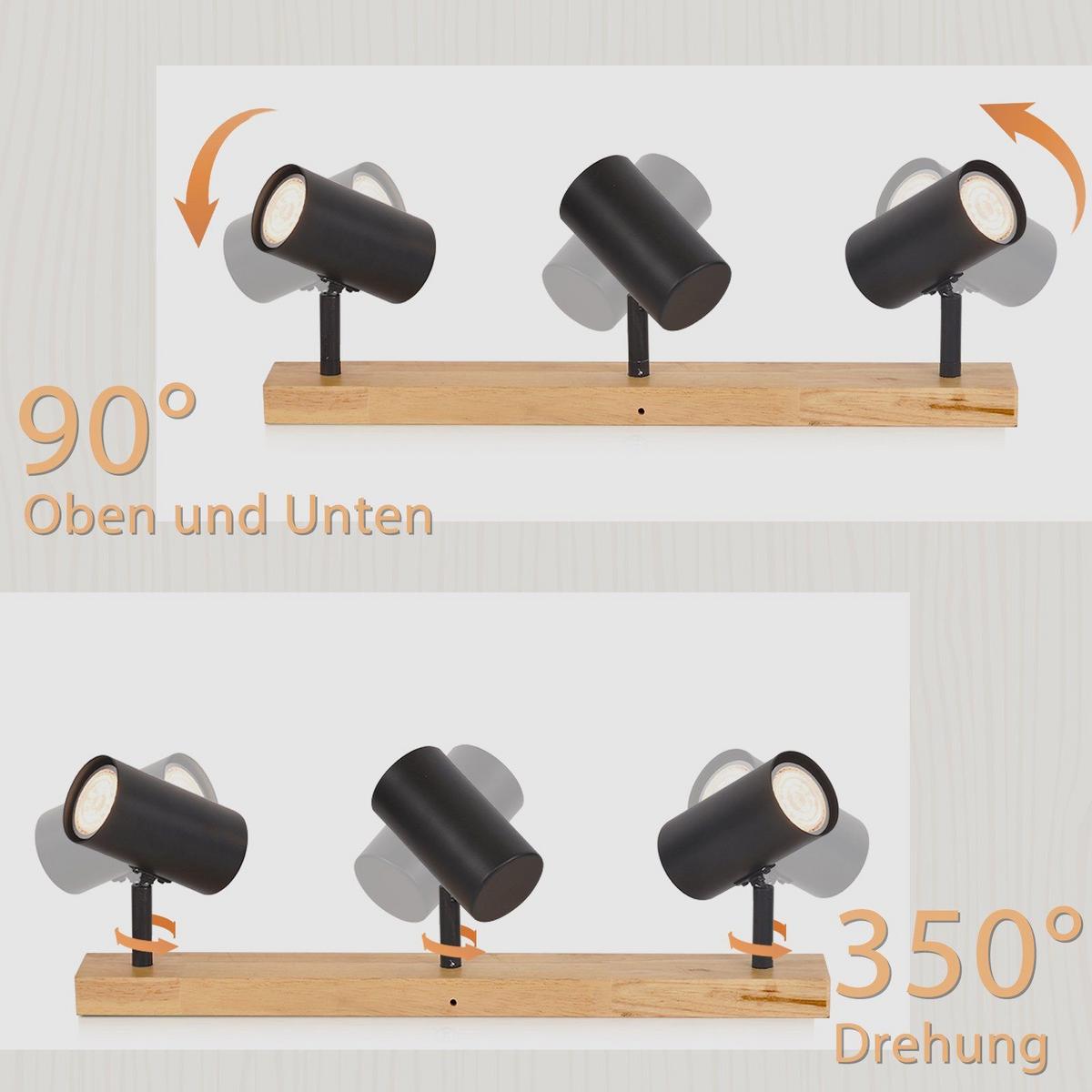 DECKENLEUCHTE Wandel - Schwarz, Holzwerkstoff (47/5/17cm) - Nettlife