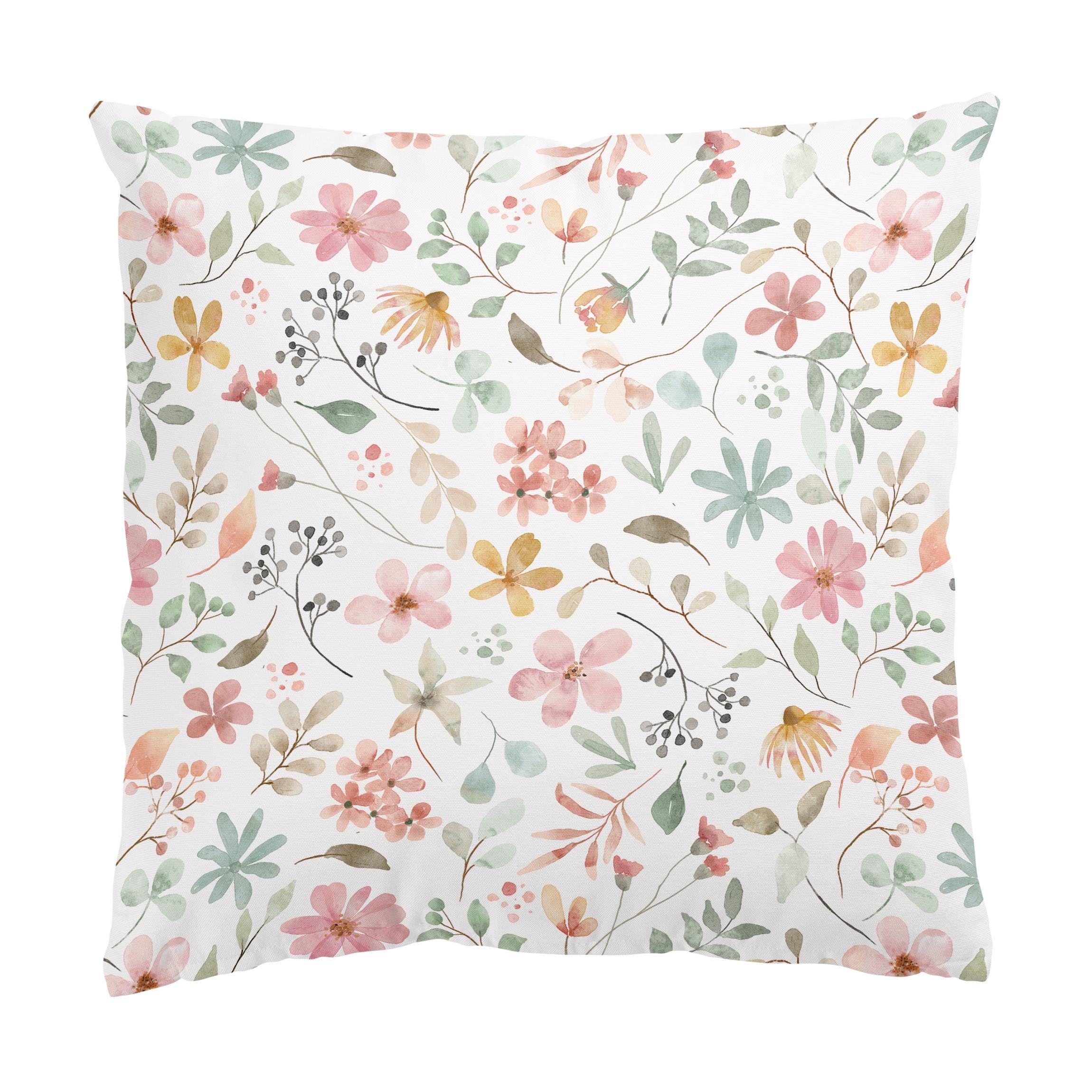 DEKOKISSEN Blumen Muster Pastell Aquarell 50/50 cm - Pastellblau, Textil (50/50/10cm) - Bilderwelten
