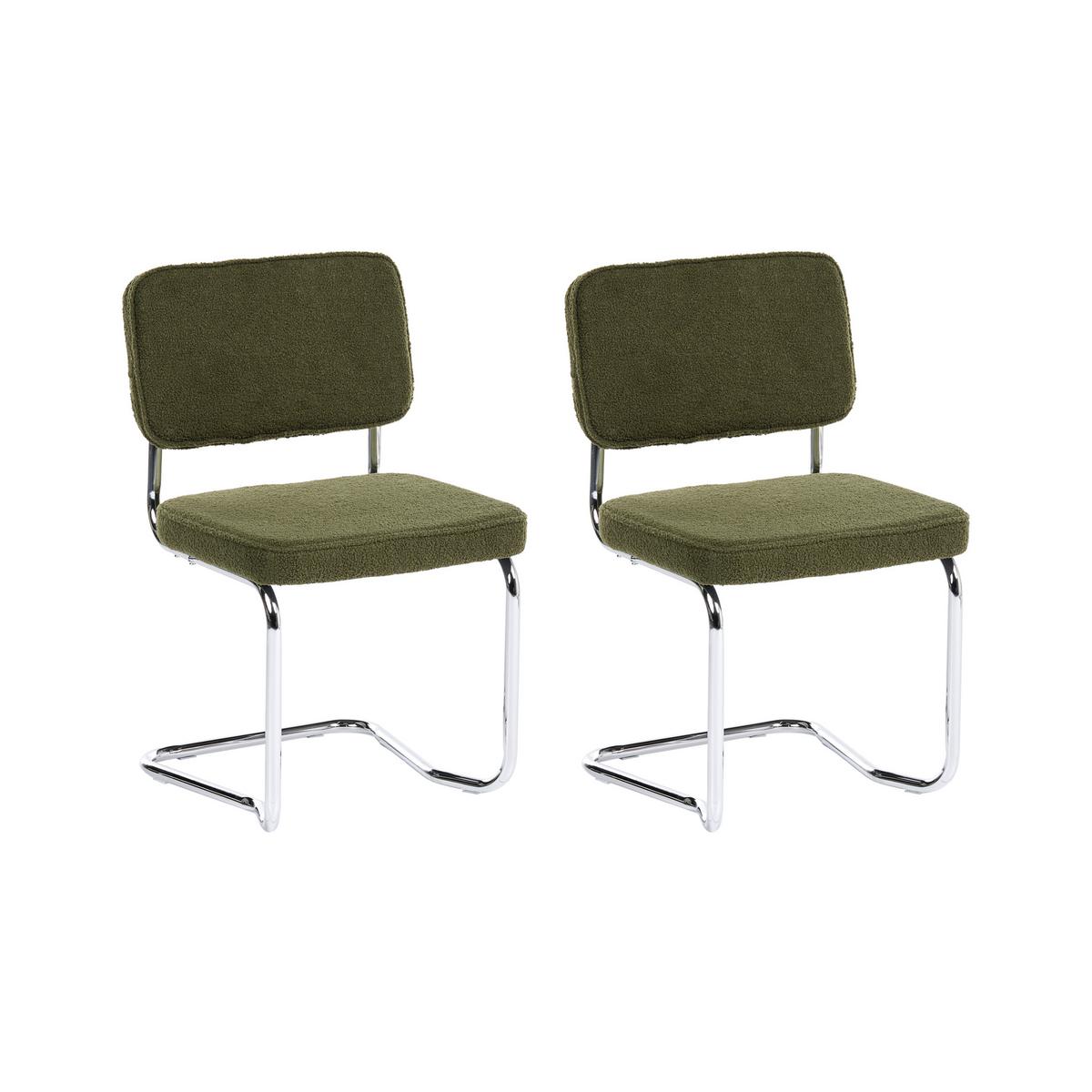 ESSZIMMERSTUHL 2er-Set Bouclé Grün Irwin - Grün, Textil (50/85/53cm) - Beliani