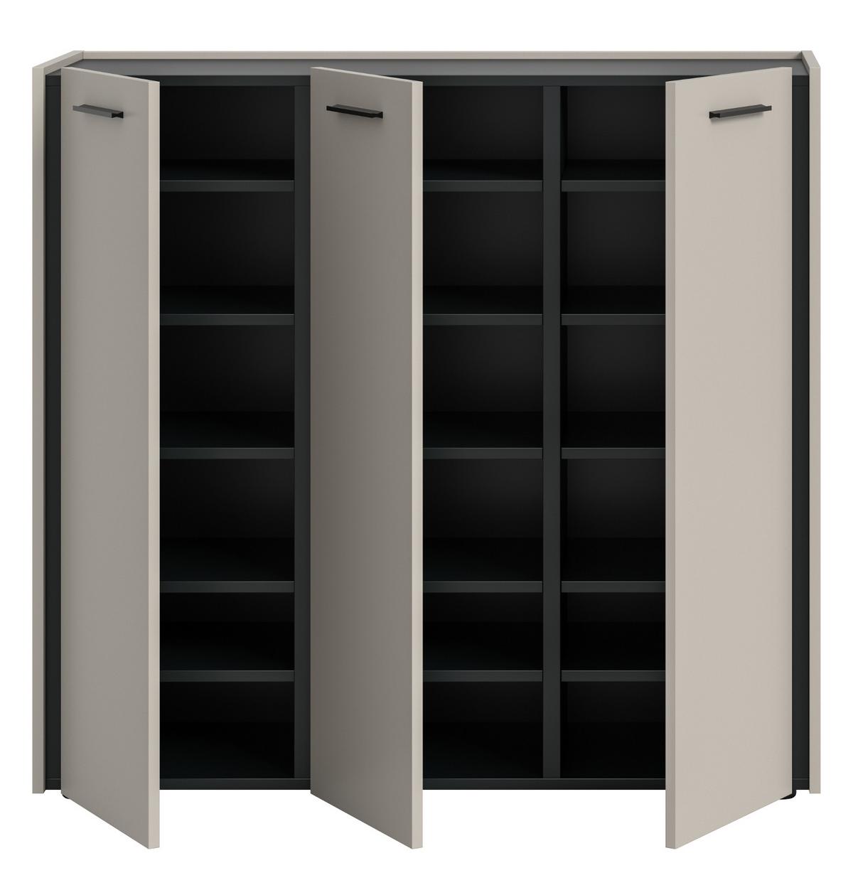 SCHUHSCHRANK Kaschmir 113 x 106 cm, Flurkommode mit Soft-Close - Kaschmir/Schwarz, Holzwerkstoff/Kunststoff (113/106/37cm) - Inn.Furn