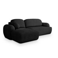 ECKSOFA MODENZA N L-S Schwarz Boucle-Stoff mit Schlaffunktion - Schwarz, Holz/Kunststoff (266/148cm) - MASSENO