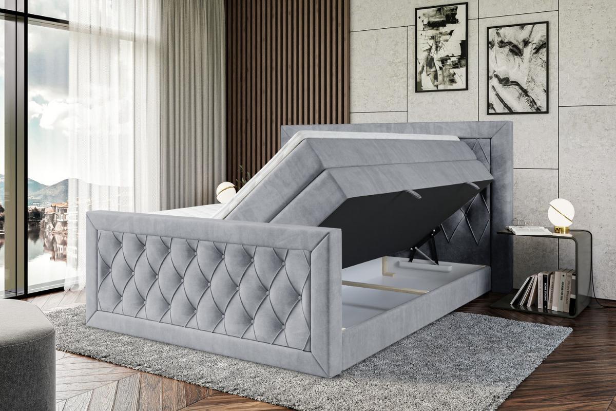 BOXSPRINGBETT NOEL-Z KING - 180 x 200 - H3/H4 - Grau - Grau, Holzwerkstoff (180/200cm) - ALTDECOR