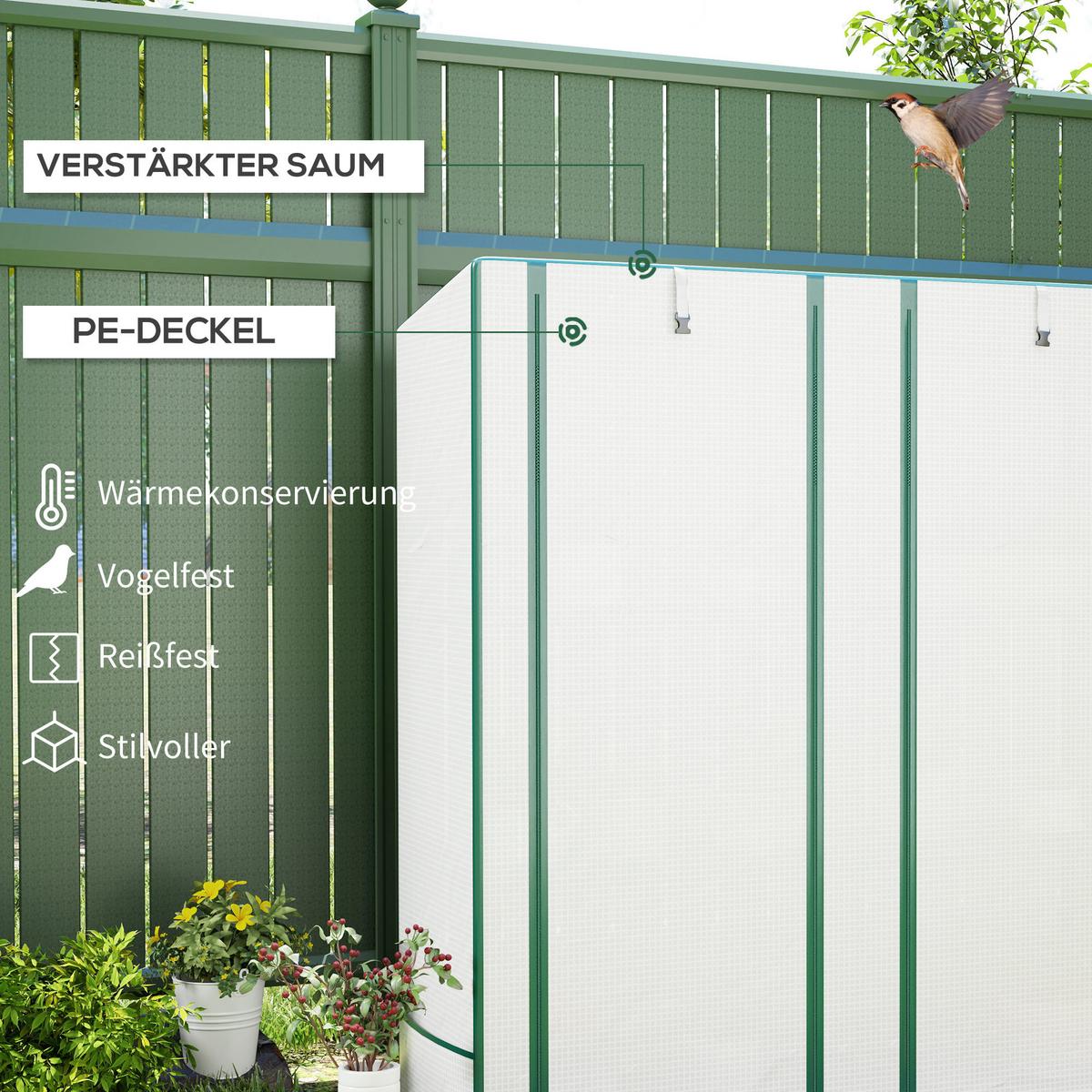 GEWÄCHSHAUS, 144L x 48B x 152H cm - Weiß, Metall (48/152/144cm) - Outsunny