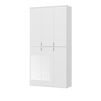 SCHUHSCHRANK weiß Hochglanz 91 x 193 cm, Garderobenschrank 6 Türen, 15 Fächer - Weiß Hochglanz/Silberfarben, Holzwerkstoff/Kunststoff (91/193/34cm) - Inn.Furn