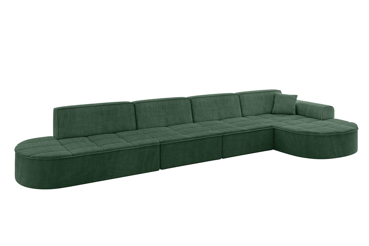 ECKSOFA Ottomane Rechts TARO-L3 - 413x171x79,5 cm Grün - Grün, Holzwerkstoff/Textil (413/171cm) - ALTDECOR
