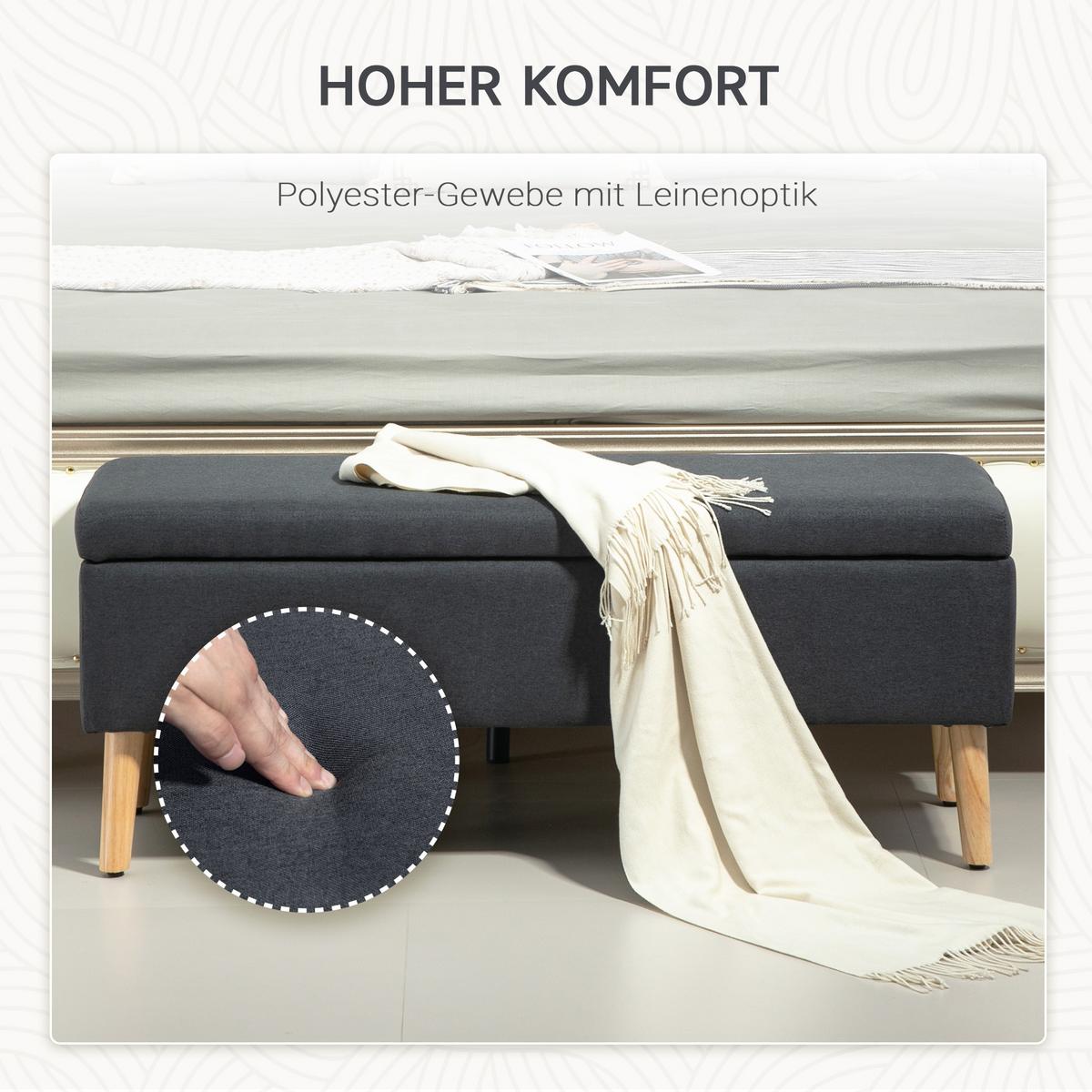 TRUHENBANK scandinavia Truhenbank Polyester Holz - Dunkelgrau, Kunststoff (39/45/110cm) - HOMCOM