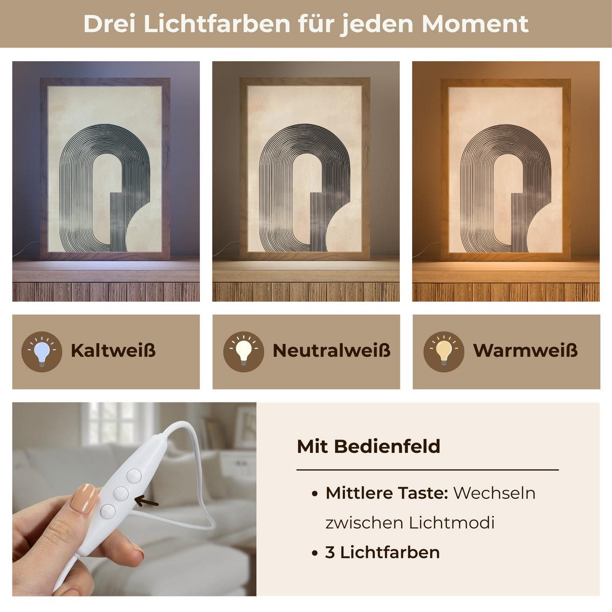 WANDLEUCHTE Schleife - Streifen - Minimalistisch - Schwarz 20x30 cm - Beige, Holzwerkstoff (20/30/8cm) - OnlyWow