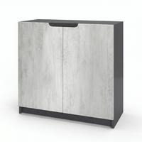 KOMMODE Logan Fronten in Beton Oxid Optik - Hellgrau, Holzwerkstoff (82/78/37cm) - Vladon
