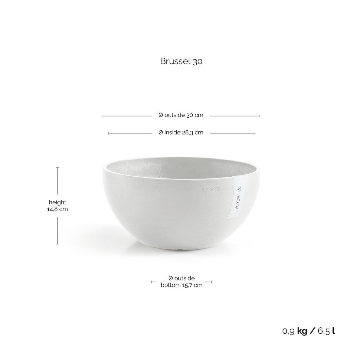 BLUMENTOPF Brussels 30/14,8 cm Weiß - Weiß, Kunststoff (30/14.8cm) - Ecopots