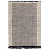 WOLLTEPPICH handgewebt mit Fransen PISA, geometrisch, Schwarz-Weiß, 160 x 230 cm - Grau, Textil (230/160cm) - KADIMA DESIGN