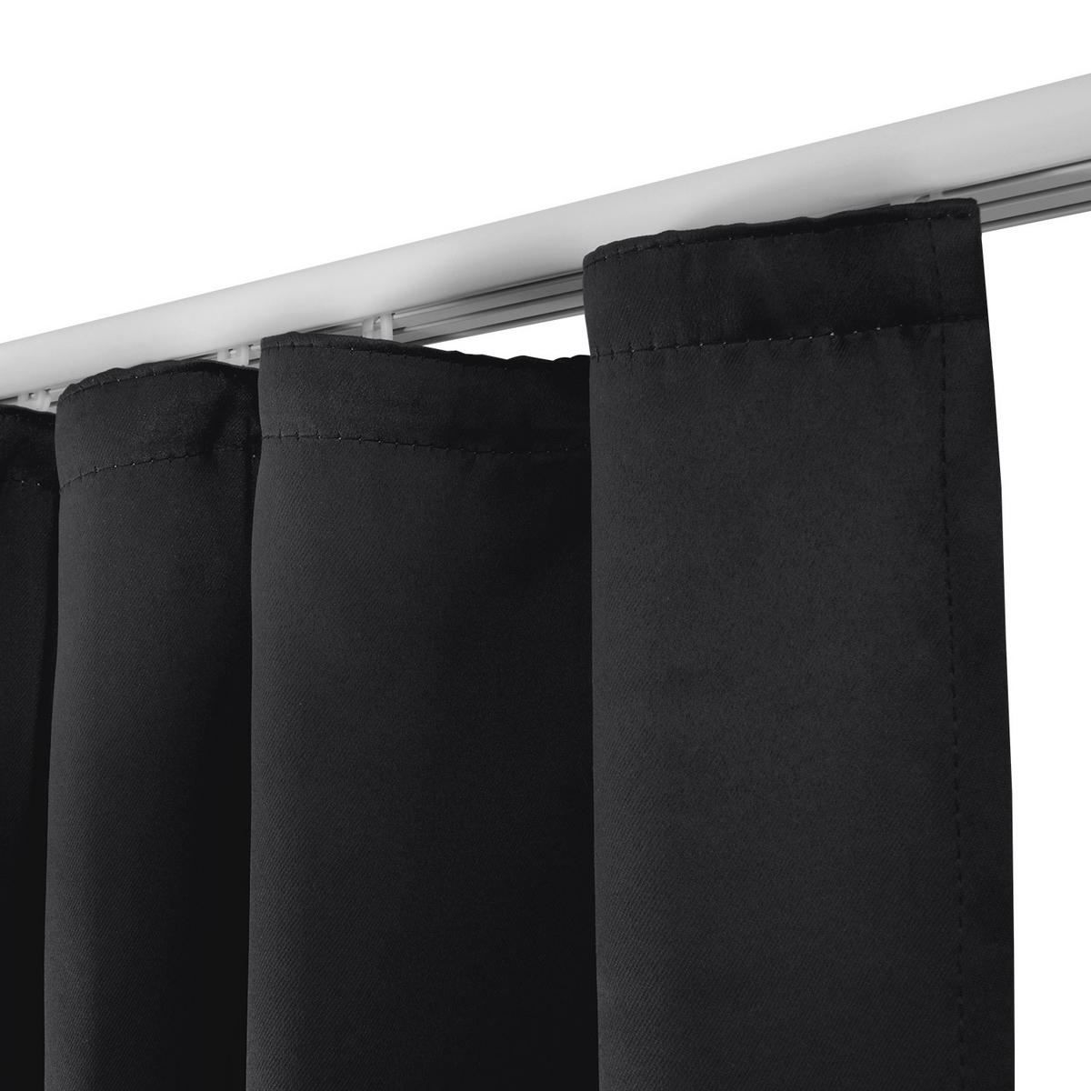 VORHANG Amelie BK mit Kräuselband 140x245cm Schwarz (2tlg) - Schwarz, Textil (140/245/1cm) - Beautissu 