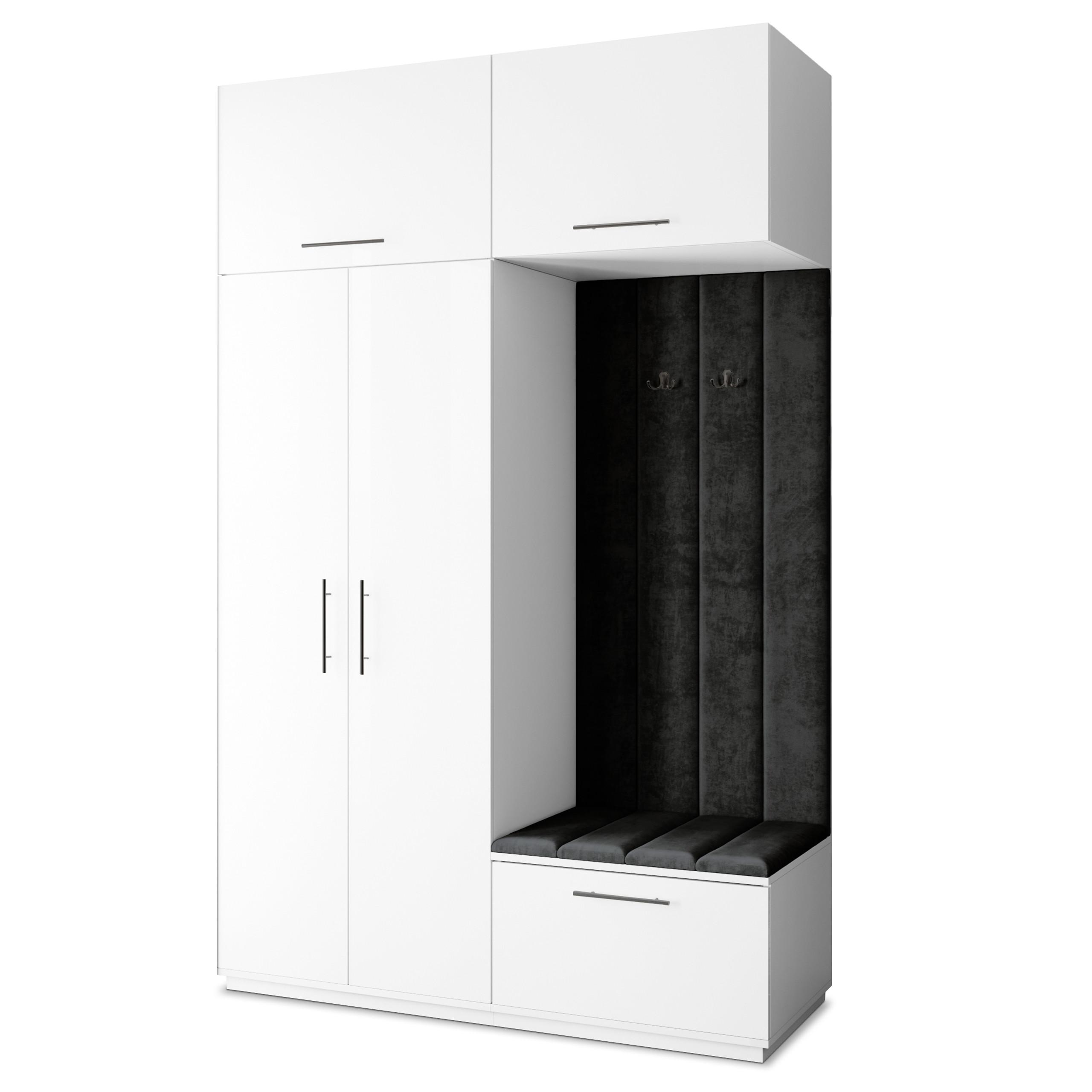 GARDEROBENSCHRANK REMA 150/240/60 cm Modern Weiß - Schwarz/Weiß, Holzwerkstoff (150/240/60cm) - MASSENO
