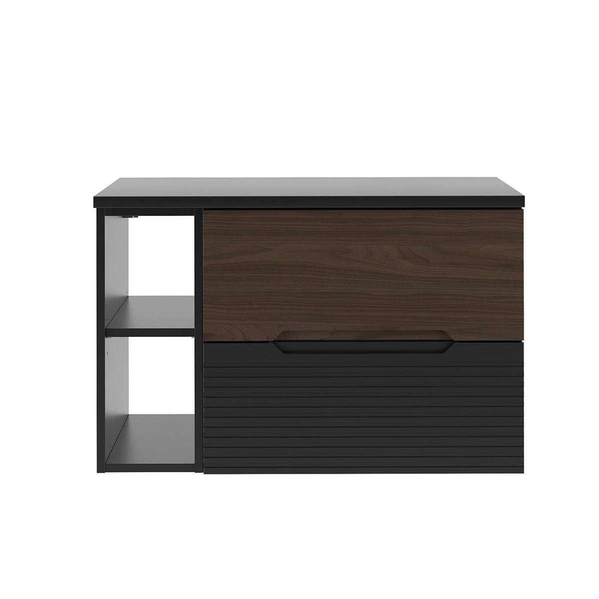 WASCHTISCHUNTERSCHRANK 80.6cm Sylla Schwarz und Holz - Schwarz, Holzwerkstoff (80.6/52.2/45.8cm) - Petits-meubles
