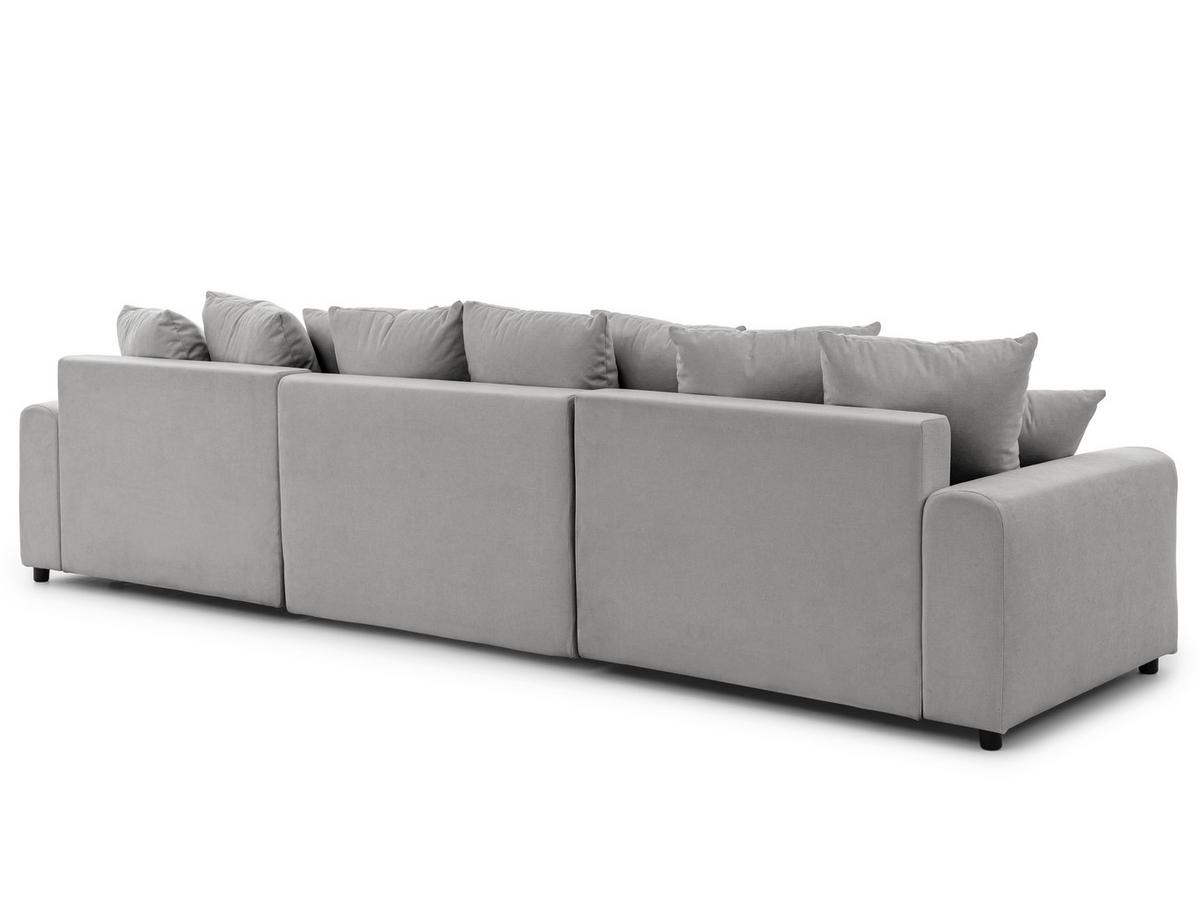 WOHNLANDSCHAFT Calma mit Schlaffunktion und Bettkasten im Bumpy-Design aus weichem Hellgrau Webstoff - Hellgrau/Schwarz, Holz/Textil (336/88/140cm) - S-Style