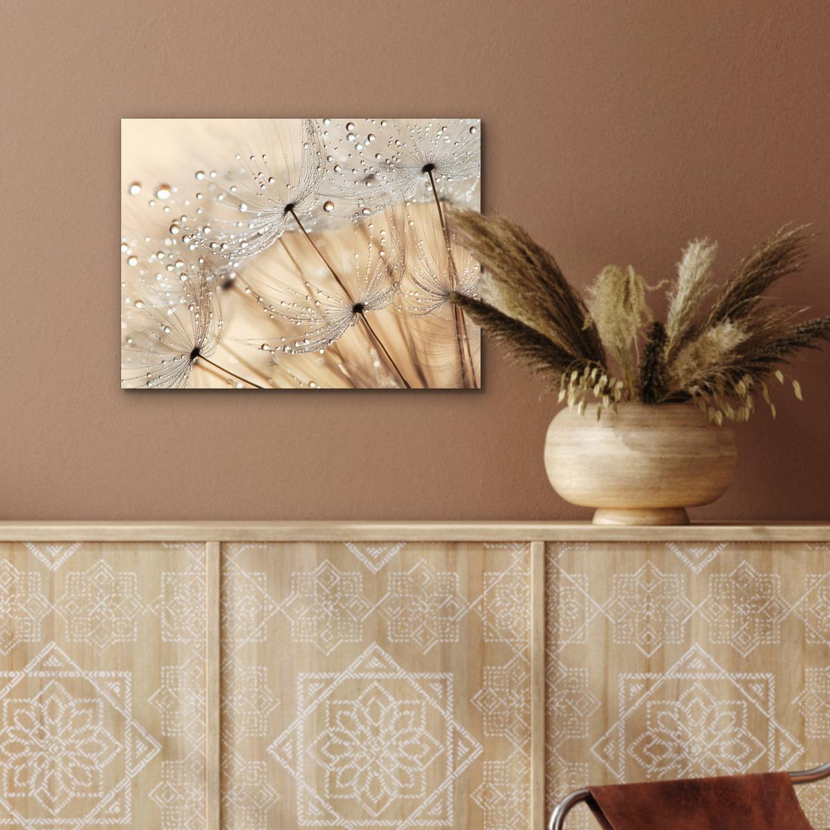 METALLBILD Löwenzahn - Abstrakt - Natur - Beige 40x30 cm - Braun, Metall (40/30cm) - MuchoWow