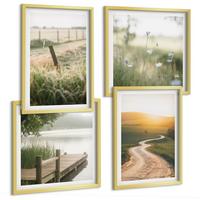 BILDER SET 4er Set - 50x50 cm & 40x60 cm Goldrahmen - Landschaftswiesenstraße West - Goldfarben, Kunststoff (50/50cm) - TULUP