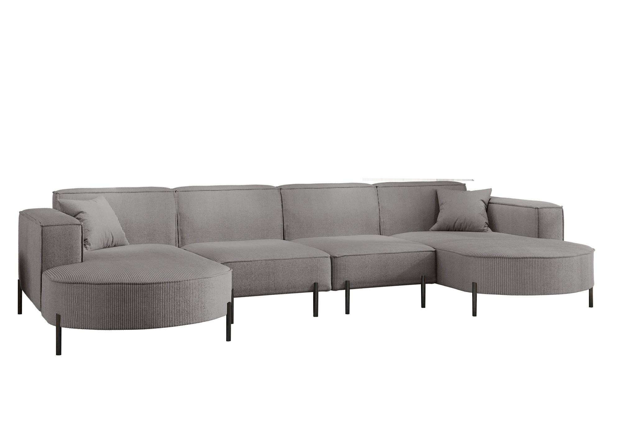 WOHNLANDSCHAFT Valencia Xl - Grau, Holzwerkstoff/Textil (384/80/165cm) - Fun Möbel