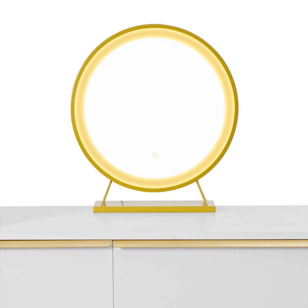 SCHMINKTISCH mit LED-Spiegel, 6 Schubladen & großem Stauraum - Weiß, Holzwerkstoff/Metall (100/102/42cm) - Urban Meuble