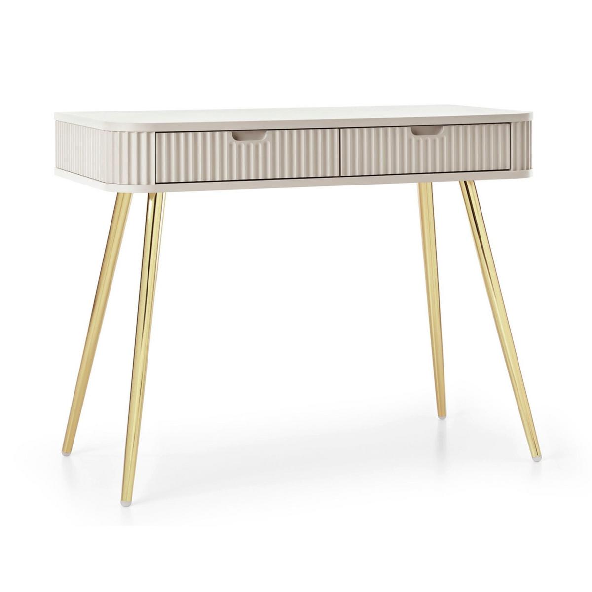 SCHMINKTISCH Zova Greige mit goldenen Beinen 110 cm - Taupe/Goldfarben, Holzwerkstoff/Metall (49/103/80cm) - Selsey