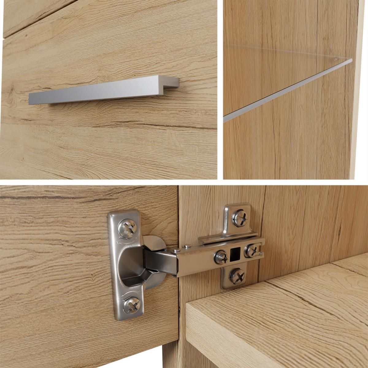 BADMÖBEL-SET Madrit II - Eichefarben/Silberfarben, Holzwerkstoff/Kunststoff (132/132/30cm) - MIRJAN24