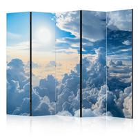 PARAVENT Beidseitig Bedruckter 5-tlg 225x172 cm Sonne Himmel und Wolken - Blau, Holz/Textil (225/172/3cm) - Muralo