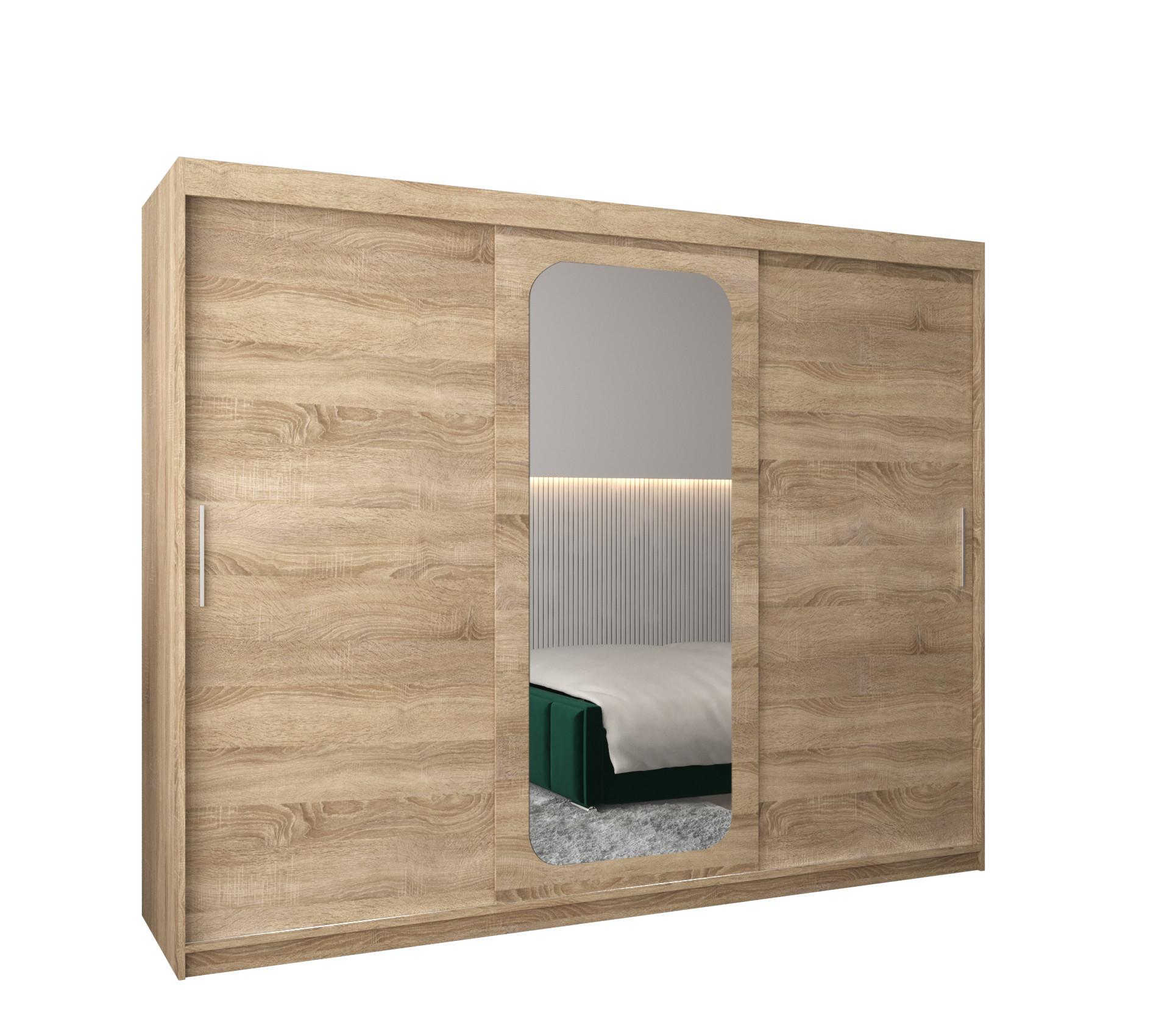 SCHWEBETÜRENSCHRANK 200/250/62 3-türig - Silberfarben/Sonoma Eiche, Holz/Kunststoff (250/200/62cm) - MÖBEL KRYSPOL