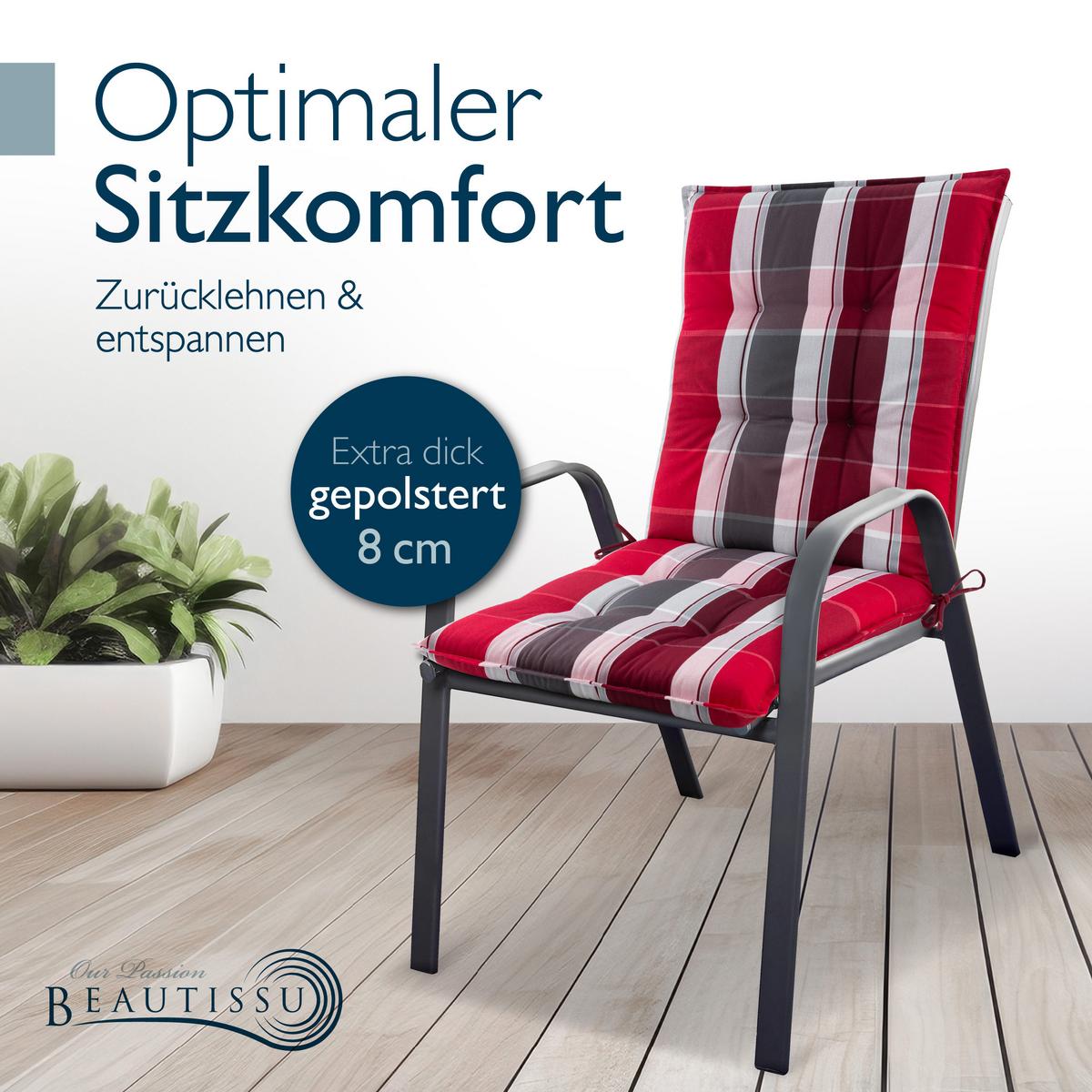 NIEDERLEHNER Sun-NL 105x50x8cm Rot-Anthrazit-Gestreift (4tlg) - Dunkelrot, Textil (50/100cm) - Beautissu 