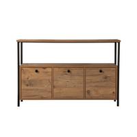 SIDEBOARD mit 3 Türen und 1 oberer Ablagefläche 120/29,5/77 cm - Schwarz/Kieferfarben, Holzwerkstoff (29.5/77/20.5cm) - Calicosy