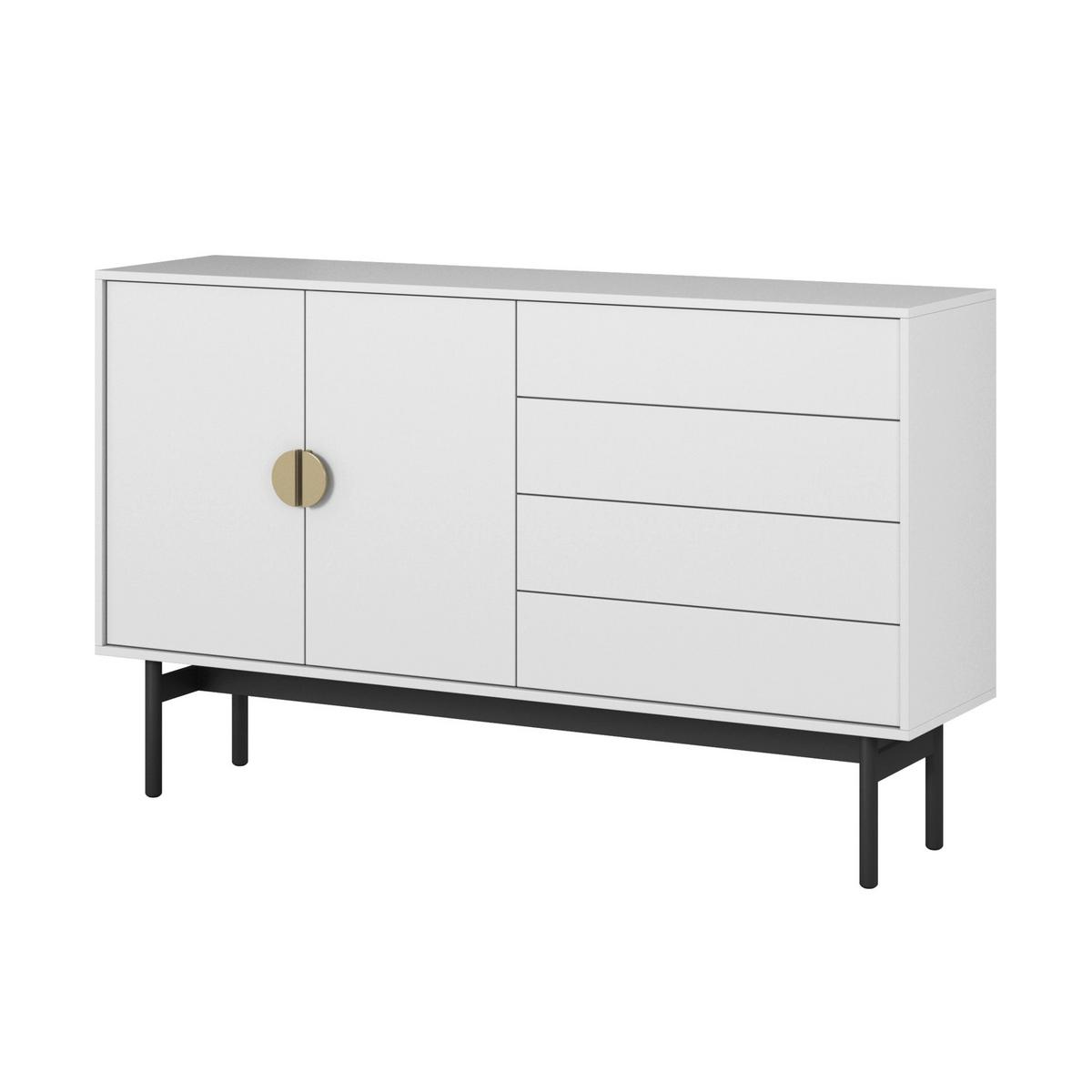 SIDEBOARD Stoon II WEISS 154 CM - Goldfarben/Schwarz, Holzwerkstoff/Metall (154/93/38cm) - Selsey