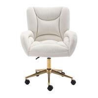 BÜROSTUHL Samt Höhenverstellbar Goldene Beine - Creme, Textil (64/92.5/62cm) - Urban Meuble