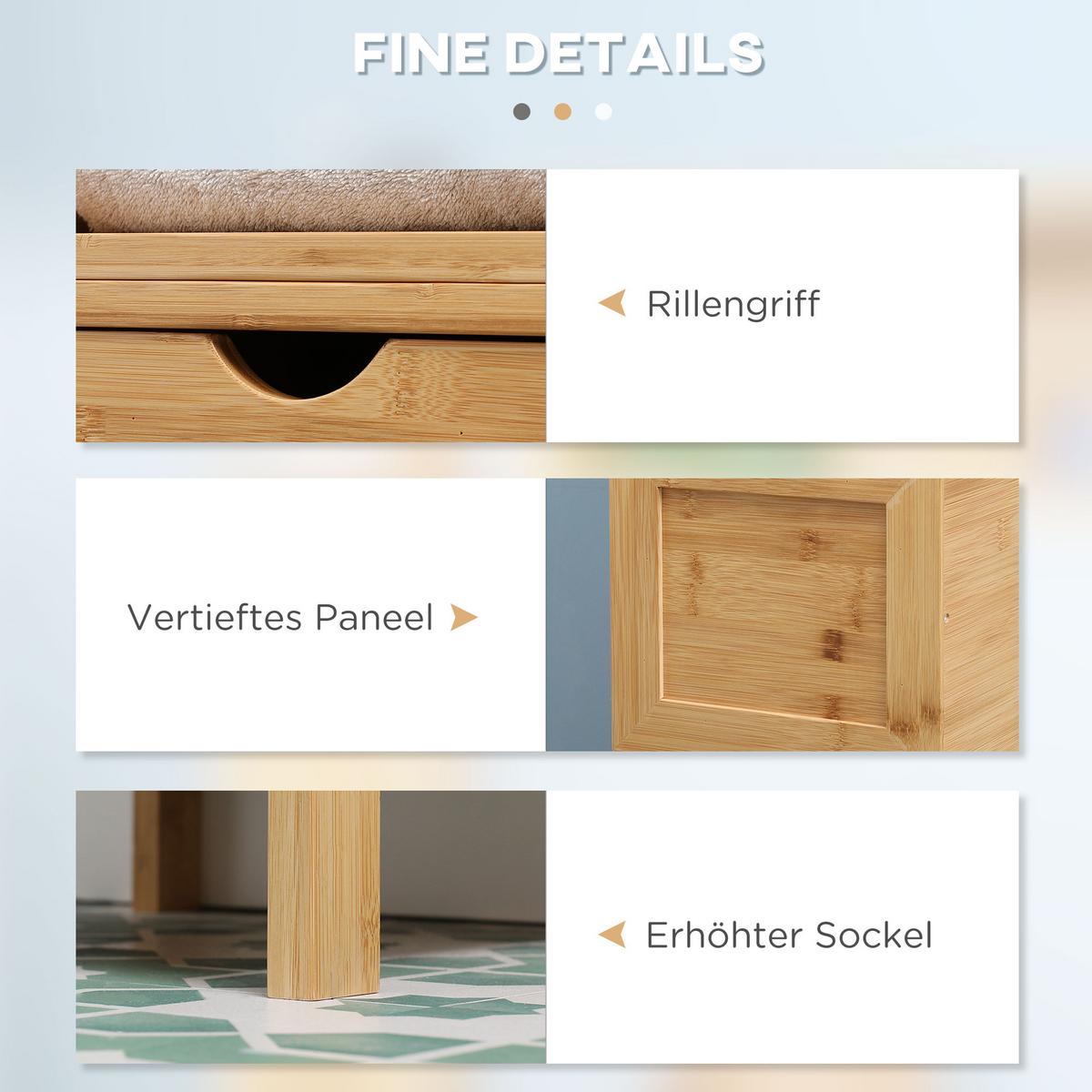 BADEZIMMERSCHRANK, Badschrank aus Bambus, Aufbewahrungsschrank, 30 x 30 x 140 cm - Naturfarben, Holz (30/140/30cm) - Kleankin
