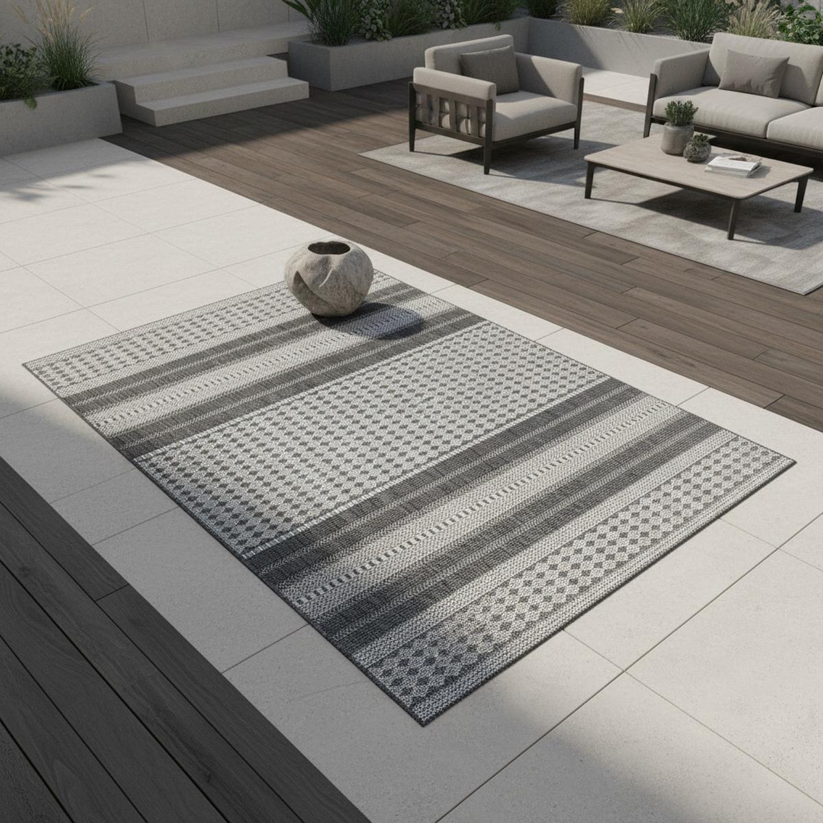 TEPPICH Outdoor SARNTAL in Beige, im Vintage-Stil, aus Polypropylen, 120 x 170 cm - Beige, Textil (170/120cm) - KADIMA DESIGN