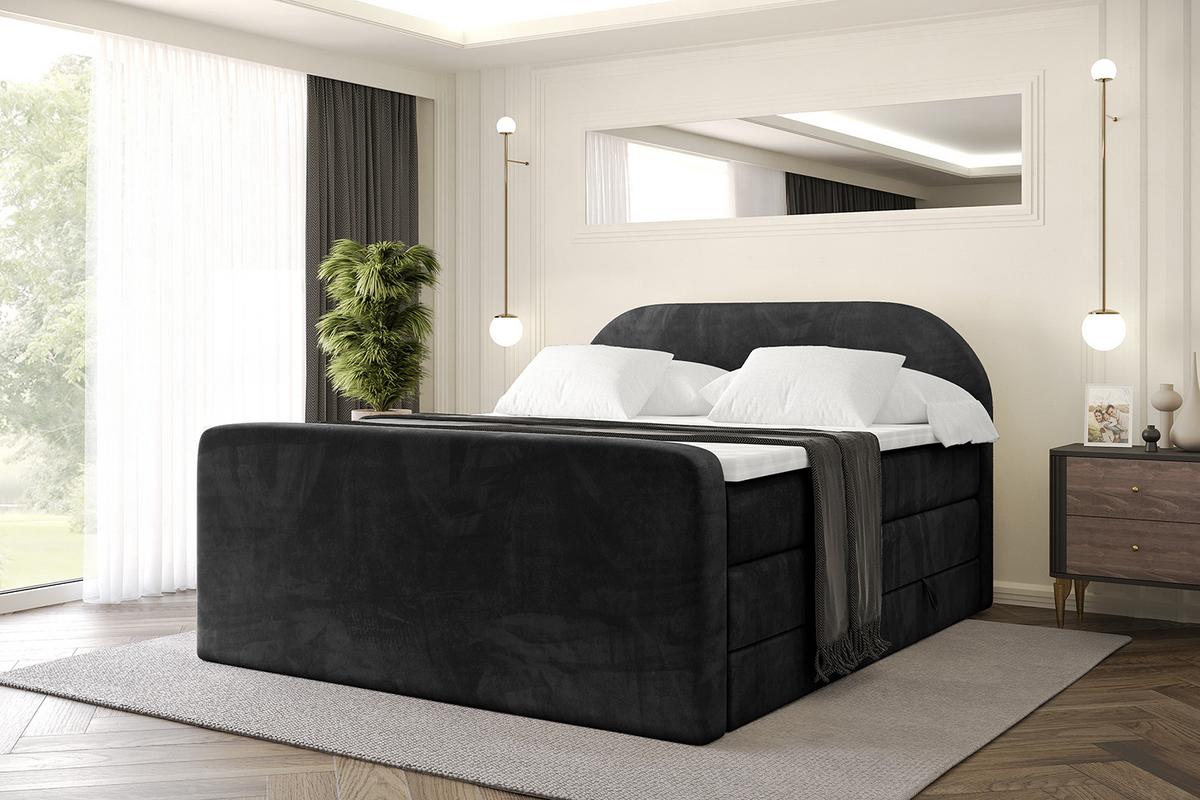 BOXSPRINGBETT mit Matratze und Lattenrost - NOX-Z KING-200x200 - Schwarz Casablanca - Schwarz, Holzwerkstoff (200/200cm) - ALTDECOR