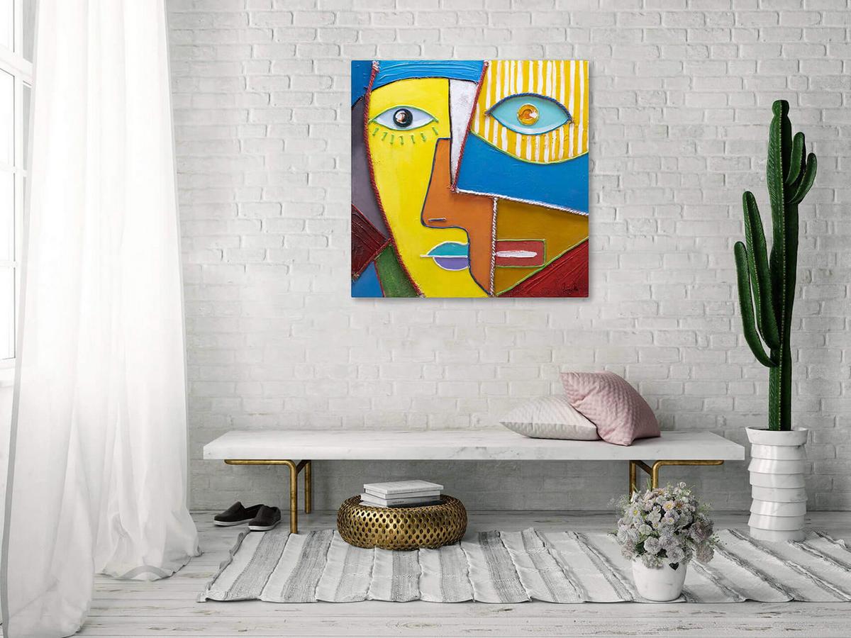 ACRYLBILD HANDGEMALT 80/80 cm - Multicolor, Holz/Textil (80/80cm) - KUNSTLOFT