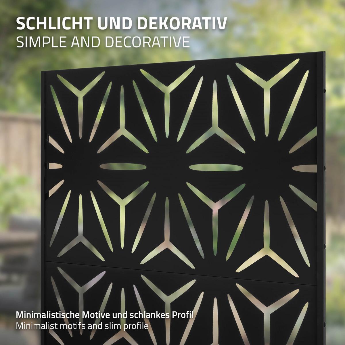 METALL-SICHTSCHUTZ Torino 90x180 cm Schwarz aus Stahl - Schwarz, Metall (90/183cm) - ML-DESIGN