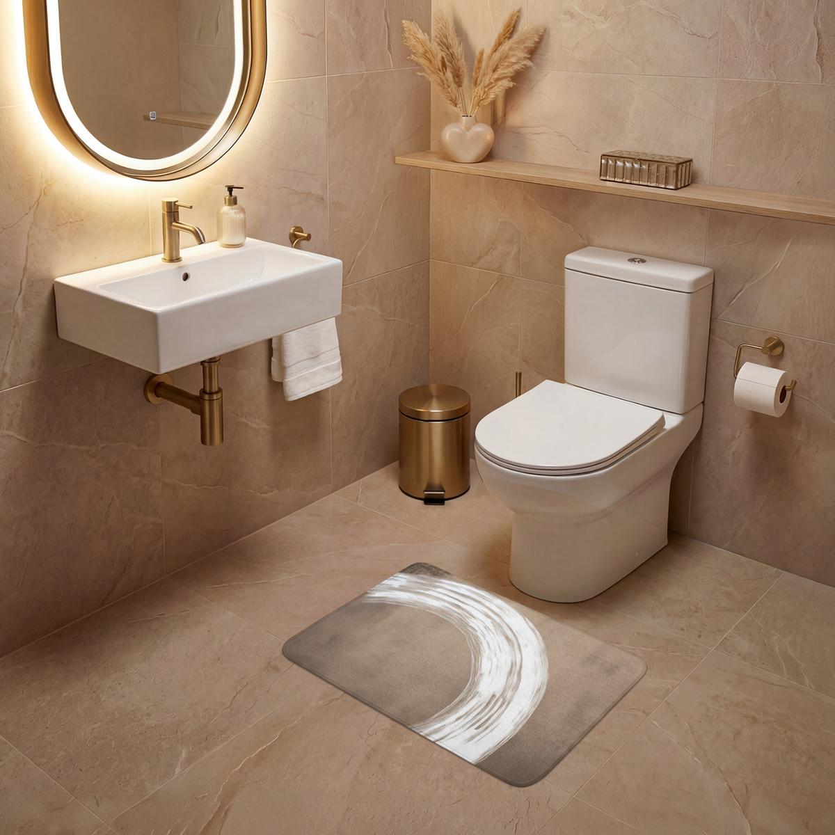 WC-VORLEGER Farbe - Braun - Japandi Toilettenvorleger 60x40 cm - Mokka, Textil (60/1cm) - OnlyWow