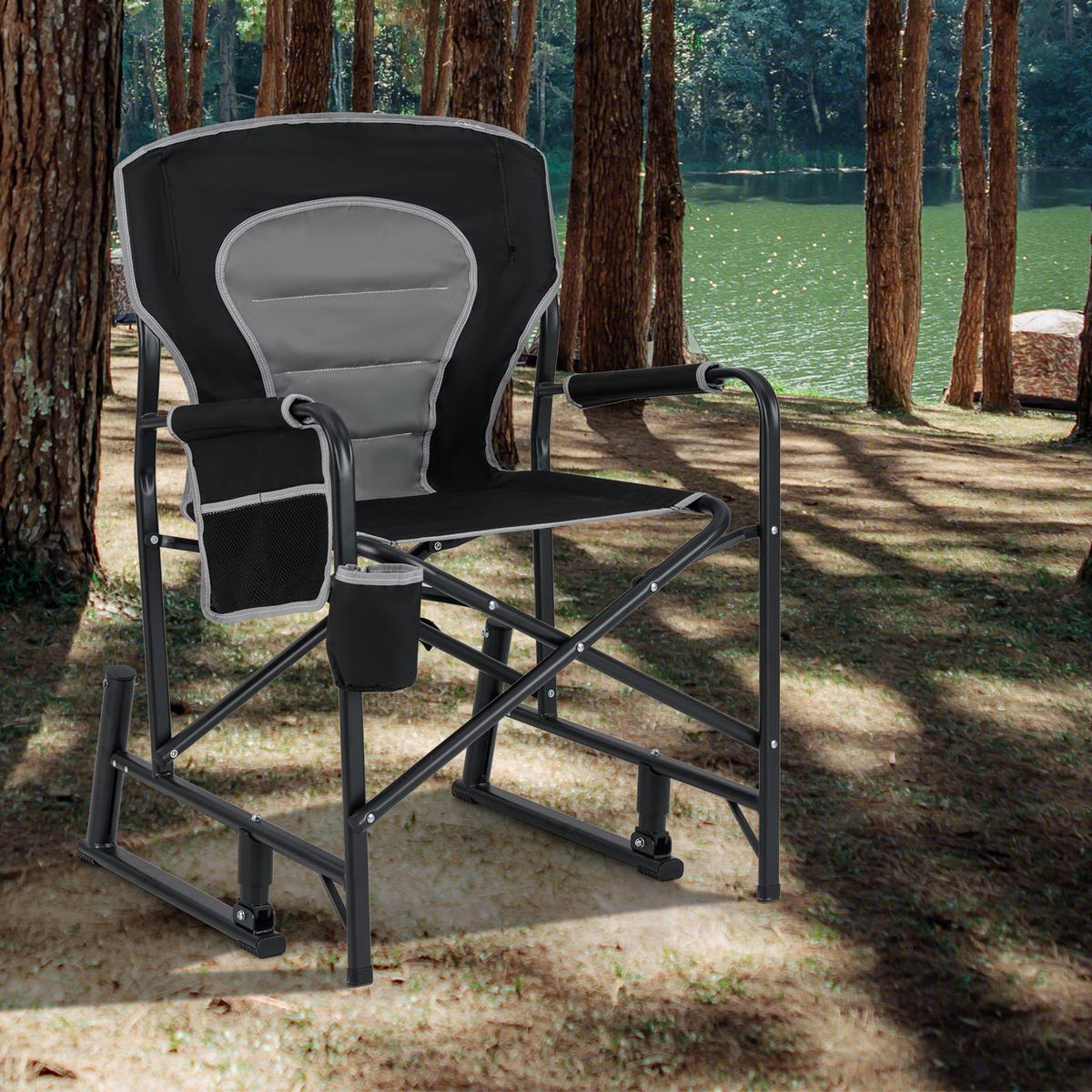 CAMPINGSTUHL Schwarz - Schwarz, Textil (65/97/62.5cm) - COSTWAY