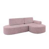 ECKSOFA mit Schlaffunktion und Bettkasten Ottomane Rechts MARI-L1-S - 283x167x73 cm Rosa Cord - Schwarz/Rosa, Holzwerkstoff/Kunststoff (167/283cm) - ALTDECOR