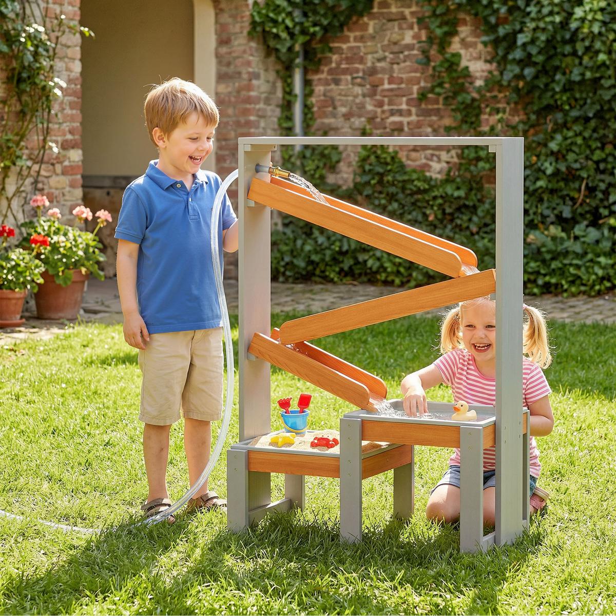 SAND-WASSERSPIELTISCH Tannenholz Kunststoff Grau - Grau, Holz (75/34.5/105cm) - AIYAPLAY