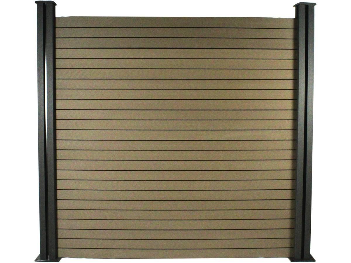 ZAUN - SICHTSCHUTZ kit clôture 8 x 1.6m composite - kit de fixation offert - marron Braun - Braun, Holzwerkstoff (120cm) - Habitat Garten