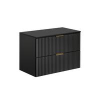 WASCHTISCHUNTERSCHRANK 80.6cm Adriel Mattschwarz - Schwarz, Holzwerkstoff (80.6/59/46cm) - Petits-meubles