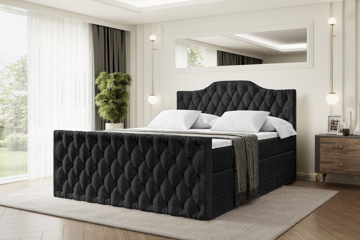 BOXSPRINGBETT VILA-1-Z KING - 140x200 - H3/H4 - Schwarz - Schwarz, Holzwerkstoff (140/200cm) - ALTDECOR