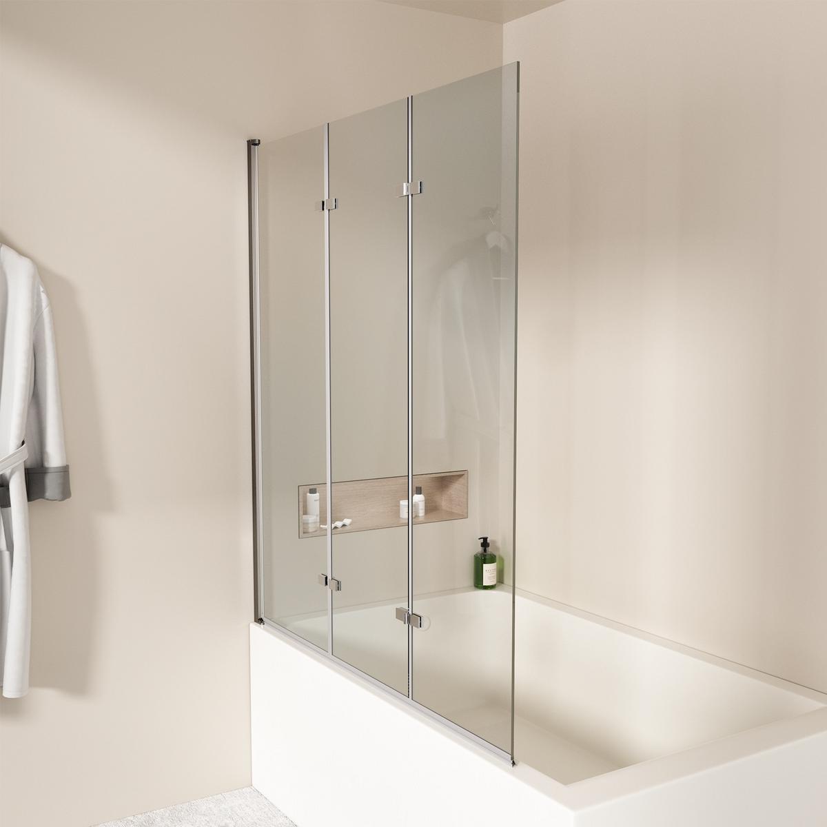 BADEWANNENAUFSATZ 3-teilig faltbar 120/140 cm - Transparent, Glas (120/140cm) - EMKE