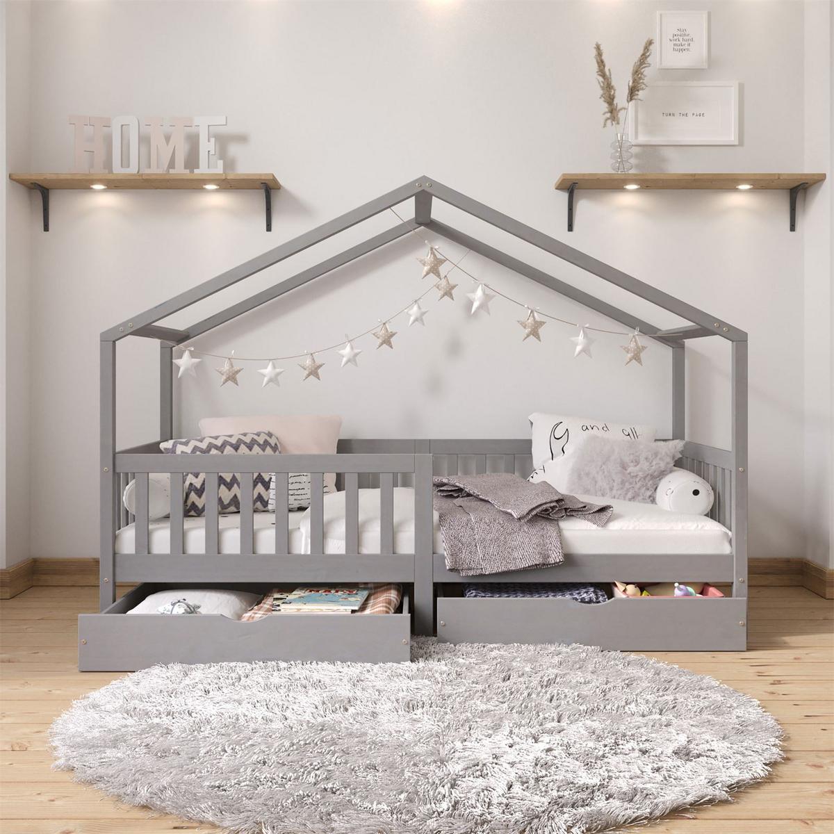 HAUSBETT ELEA 90x200 cm grau - Grau, Holz (96/148/206cm) - IDIMEX