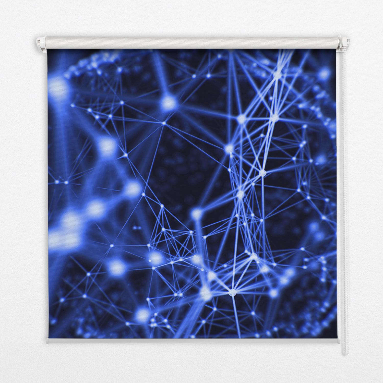 INNENROLLO - Fensterrollo - Rollo - 70x140 cm - Blaue Punkte, die durch Linien verbunden sind - Blau, Kunststoff (70/140/0.5cm) - TULUP