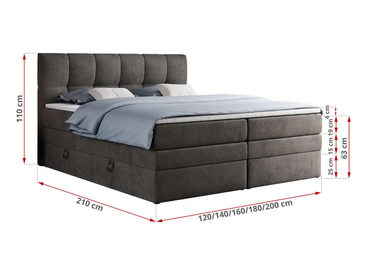 BOXSPRINGBETT ALVIN KING 160/200 Dunkelgrau Velvet - H3 - Dunkelgrau, Holz/Textil (160/200cm) - MKS