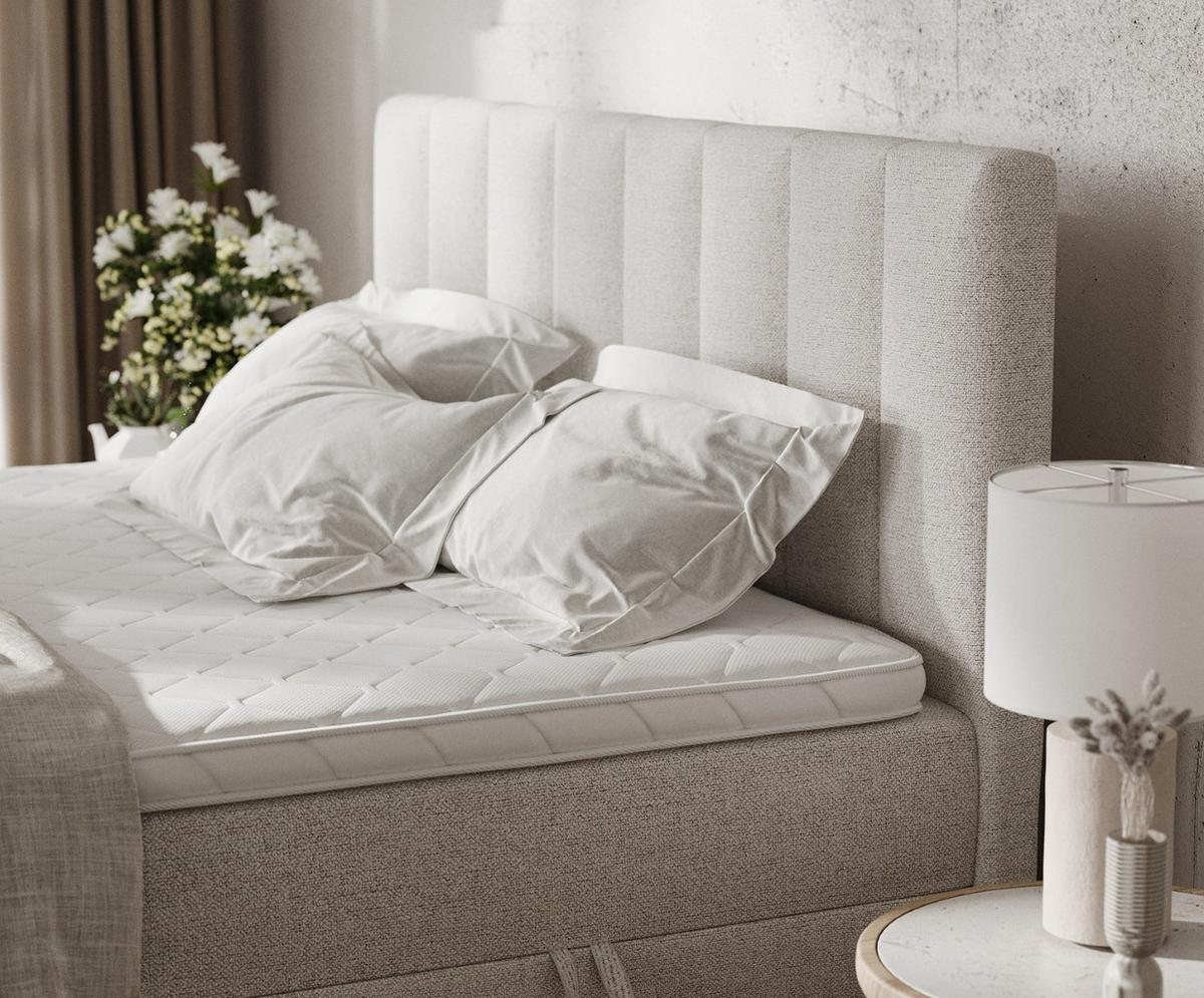 BOXBETT Bari 180/200 cm Hellbeige im Riva Stoff - Sandfarben, Holz/Holzwerkstoff (180/200cm) - AltaBeds