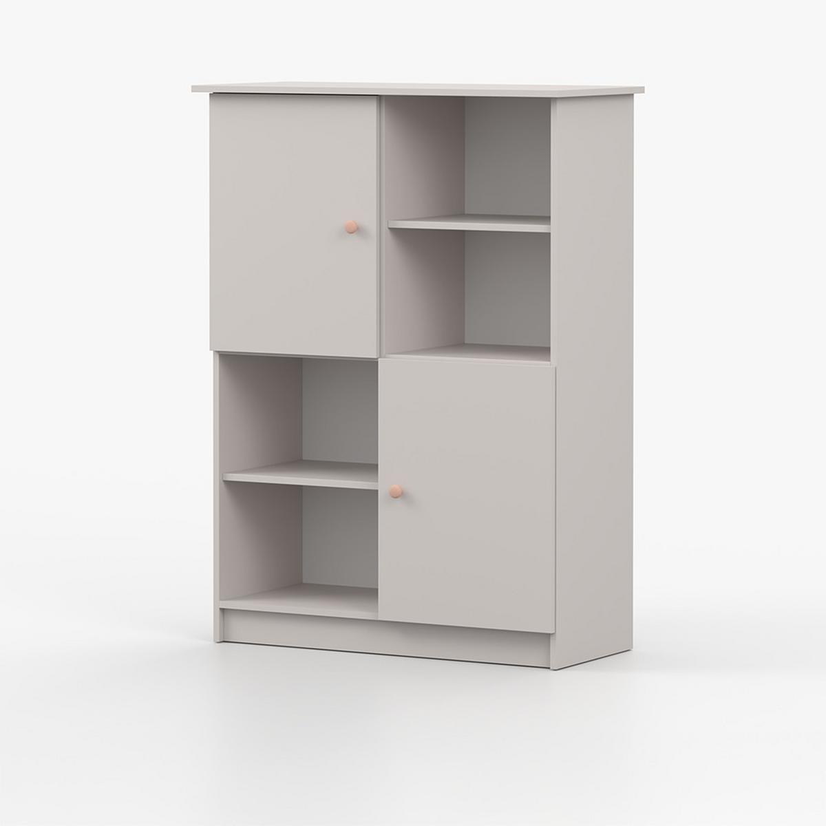 REGAL OLAF II 95cm/130cm/43cm Kaschmir, Griff Rosa - Kaschmir/Rosa, Holzwerkstoff/Metall (95/130/43cm) - imoebel24