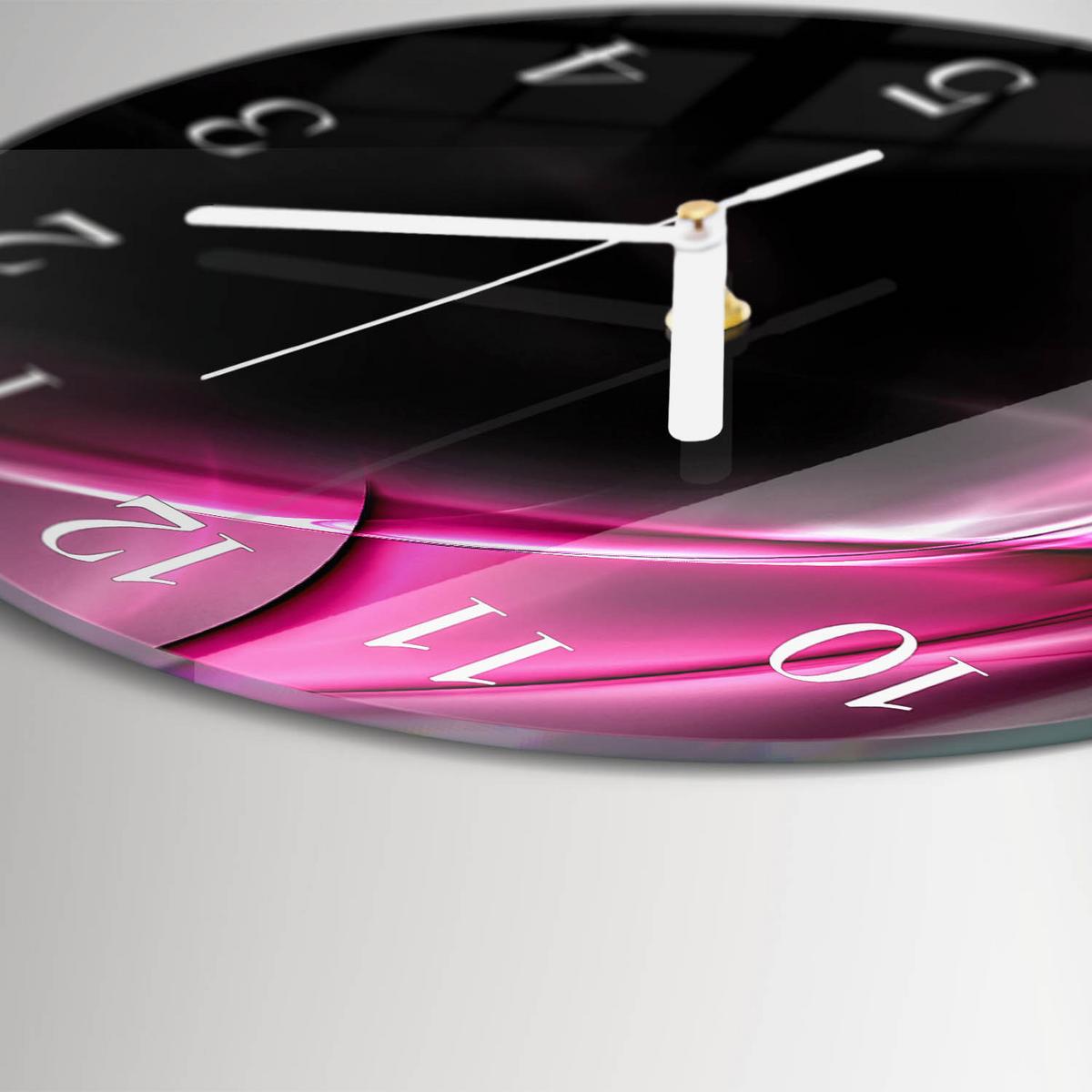 WANDUHR aus Glas Ø30 cm - Abstrakte Linien - Lila, Glas (30/30/0.4cm) - TULUP